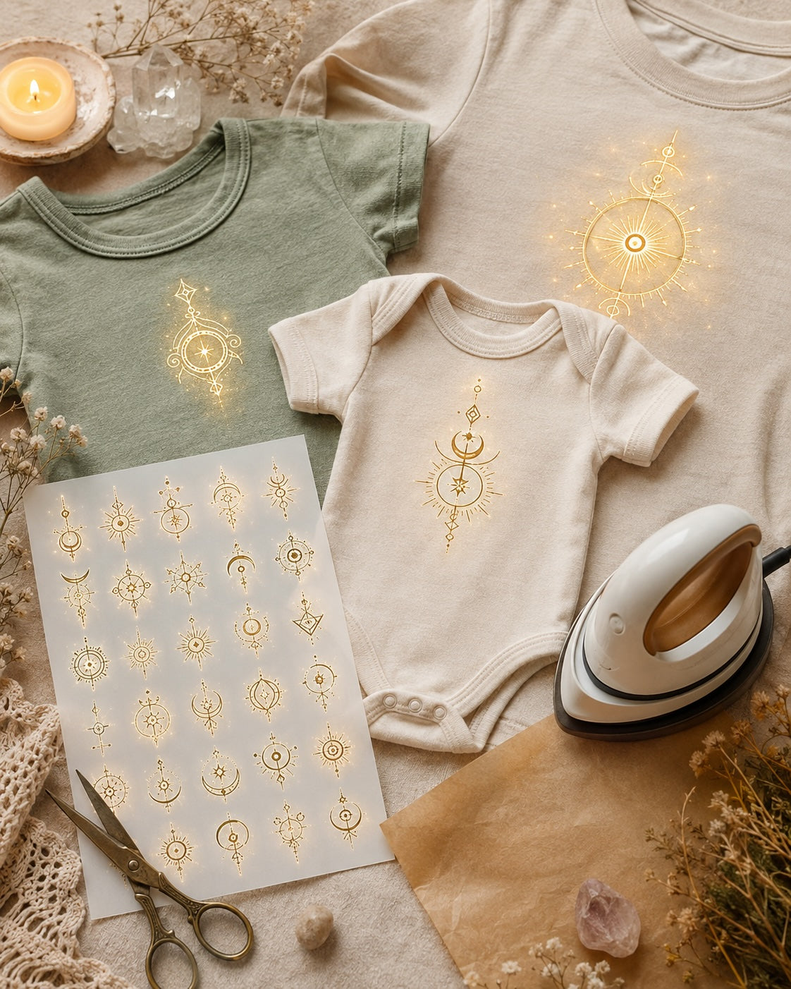 Sigilo de Protección Personalizado – Hoja Textil | 24 unidades